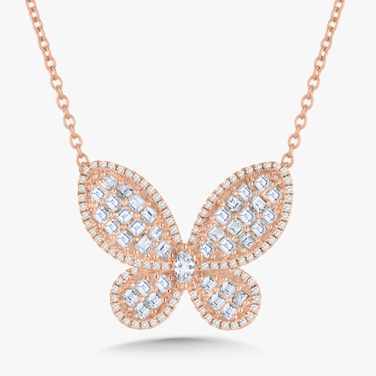 Aurelia Asscher Cut Diamond Butterfly Necklace