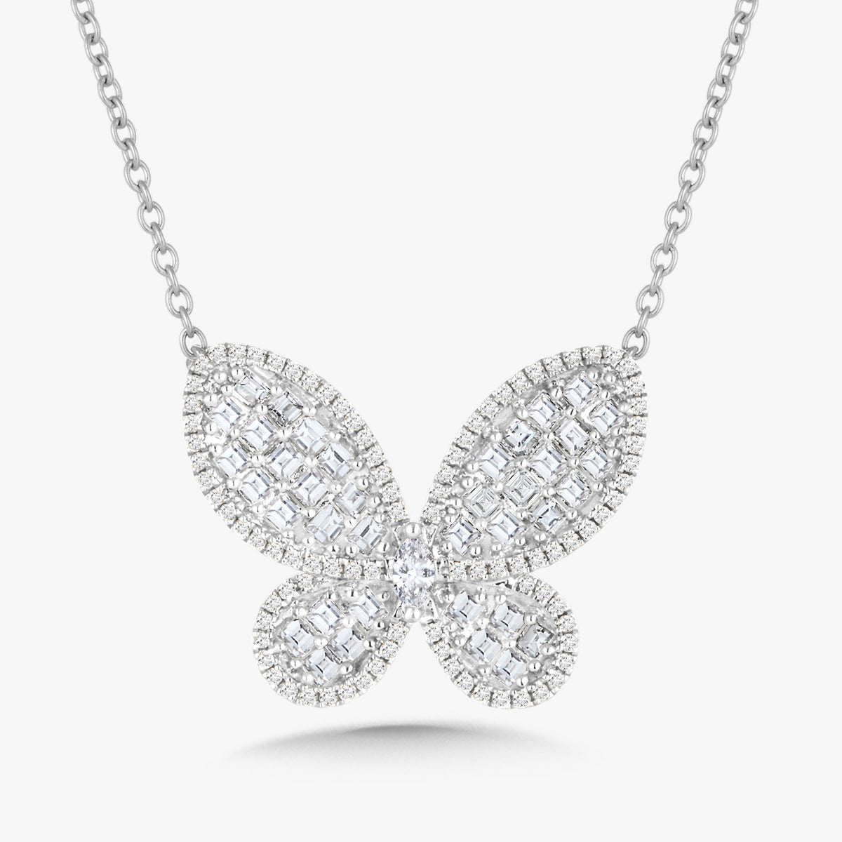 Aurelia Asscher Cut Diamond Butterfly Necklace