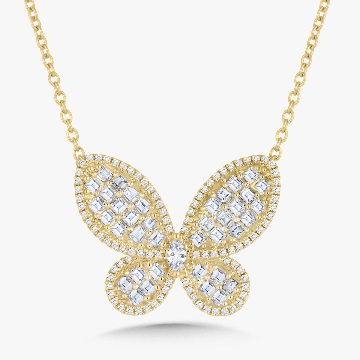 Aurelia Asscher Cut Diamond Butterfly Necklace