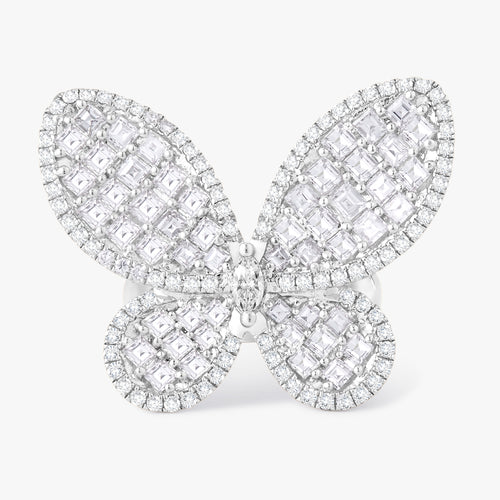 Aurelia Asscher Cut Diamond Butterfly Cocktail Ring 4.10 ctw