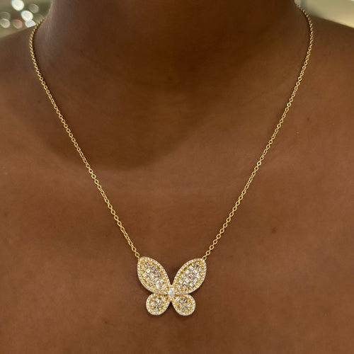 Aurelia Asscher Cut Diamond Butterfly Necklace