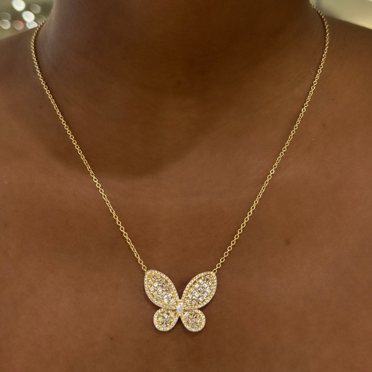 Aurelia Asscher Cut Diamond Butterfly Necklace