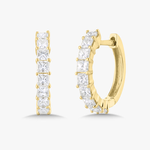 Aurora Princess Cut Diamond Huggie Earrings 0.76 ctw