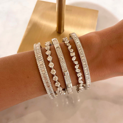 Azalea Pave Diamond Bangle Bracelet 2.26 ctw,Kehlani Multi Mixed Shape Diamond Bangle Bracelet 3.08 ctw,Mama's Charlie Cloud® Bangle 4.80 ctw,Gianna Bangle