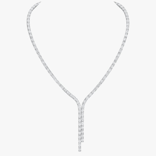 Channel Set Emerald Cut Diamond Double Lariat 24 ctw