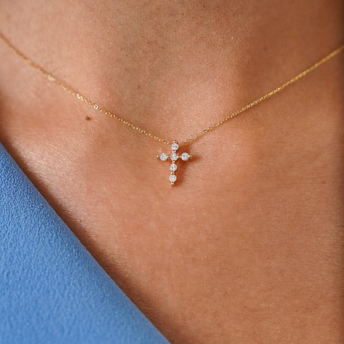 Baby Charlie Cloud® Floating Diamond Cross Necklace 0.46 ctw