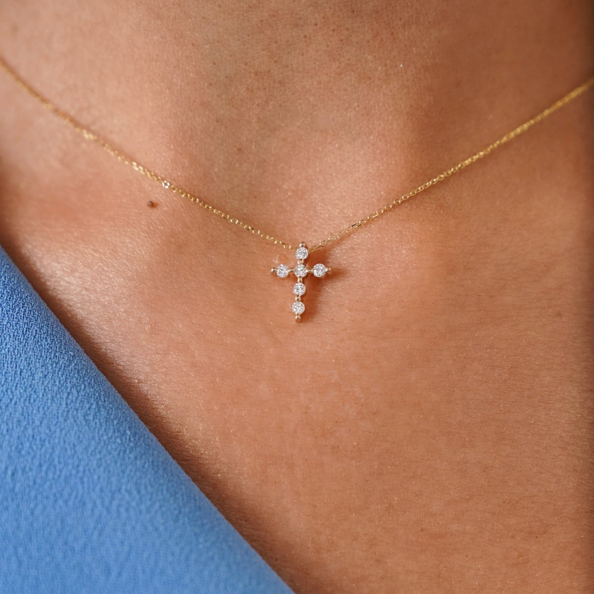 Baby Charlie Cloud® Floating Diamond Cross Necklace 0.46 ctw