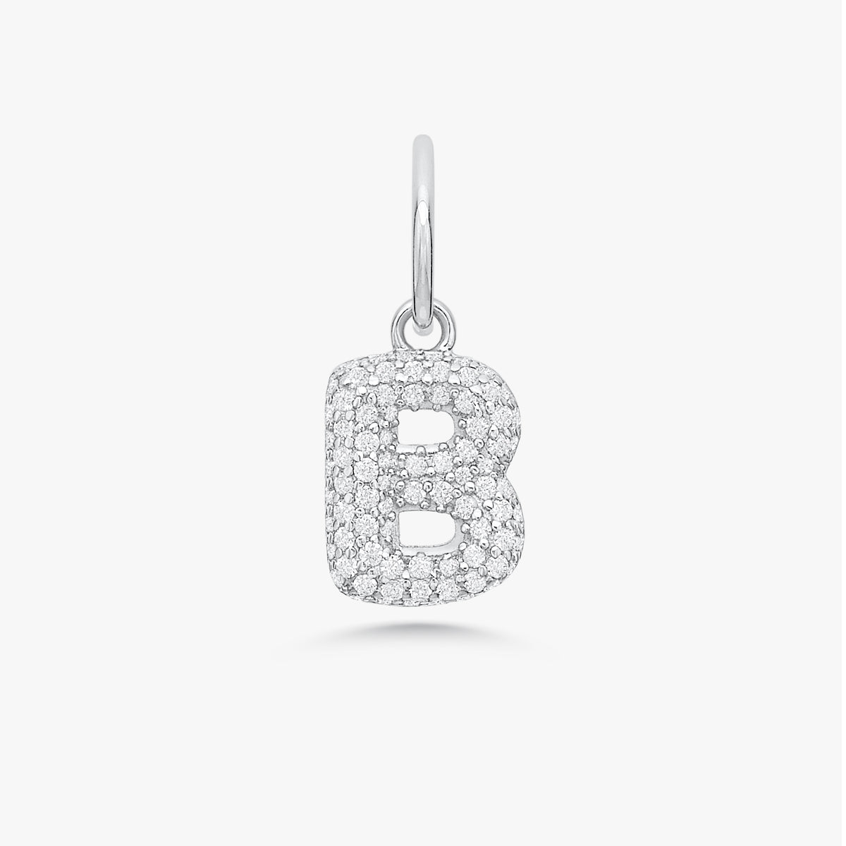 Puffy Bubble Initial Pave Diamond Charm