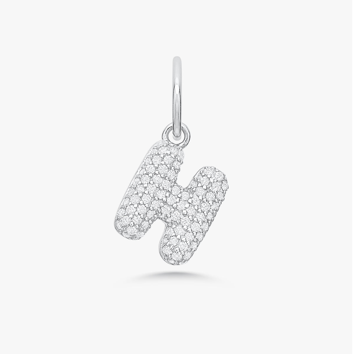 Puffy Bubble Initial Pave Diamond Charm