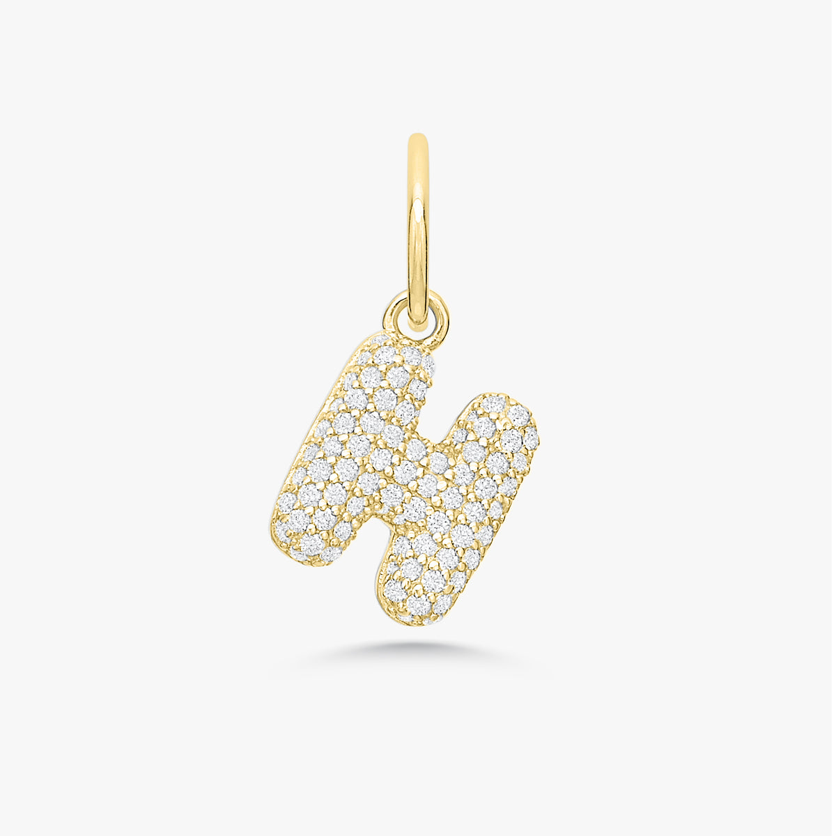 Puffy Bubble Initial Pave Diamond Charm