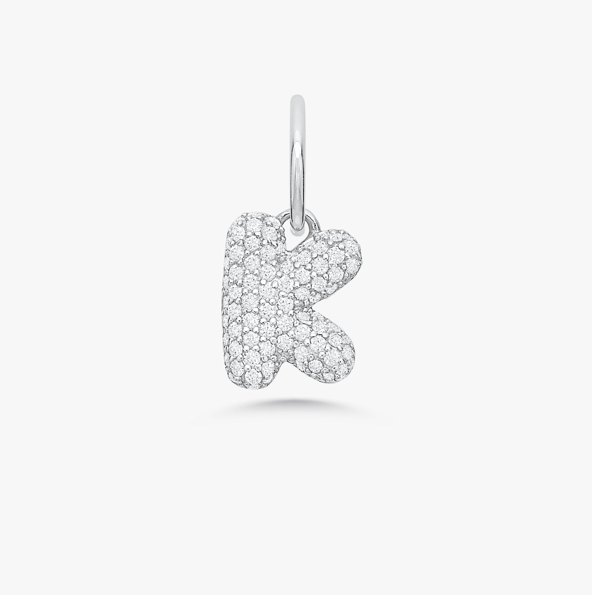 Puffy Bubble Initial Pave Diamond Charm