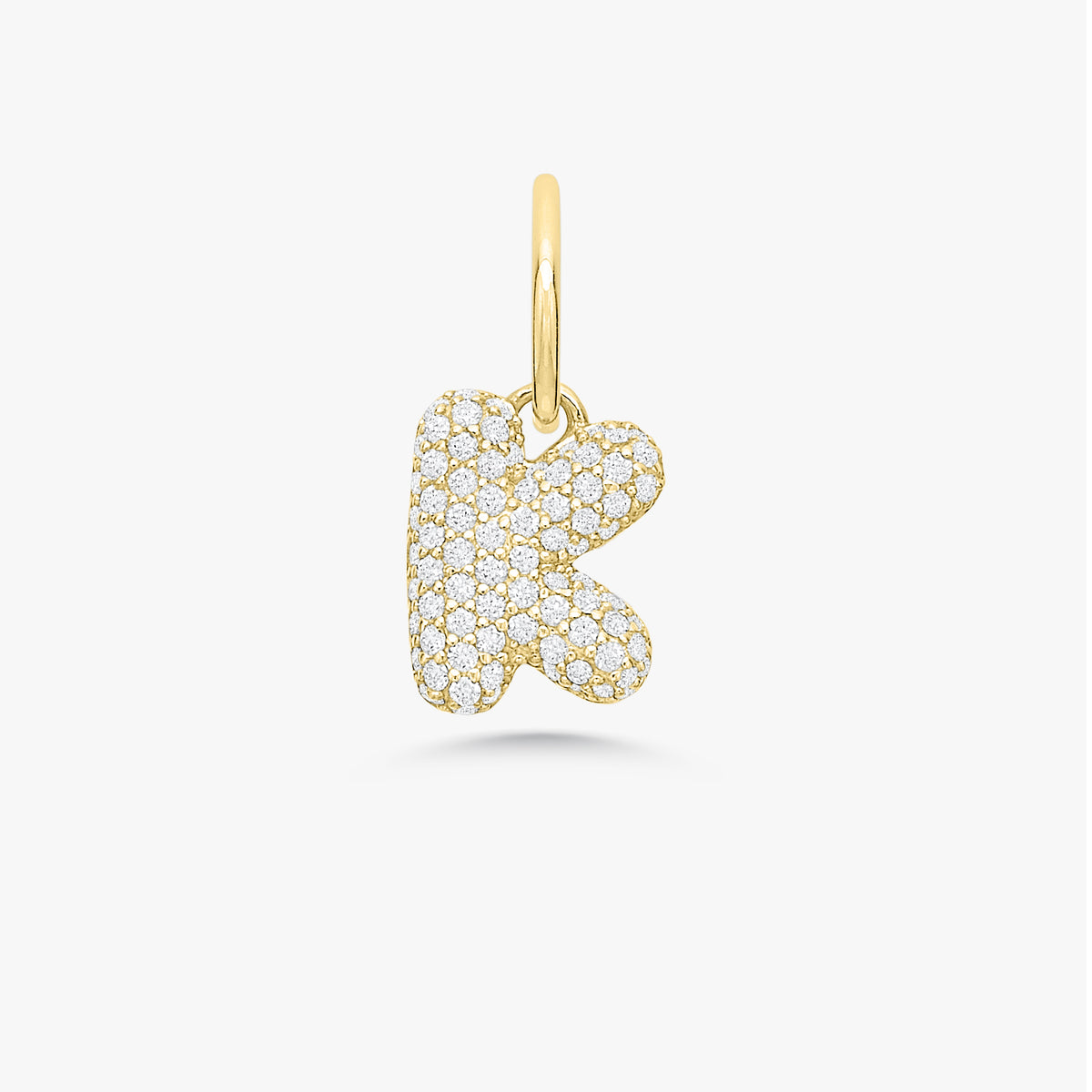 Puffy Bubble Initial Pave Diamond Charm