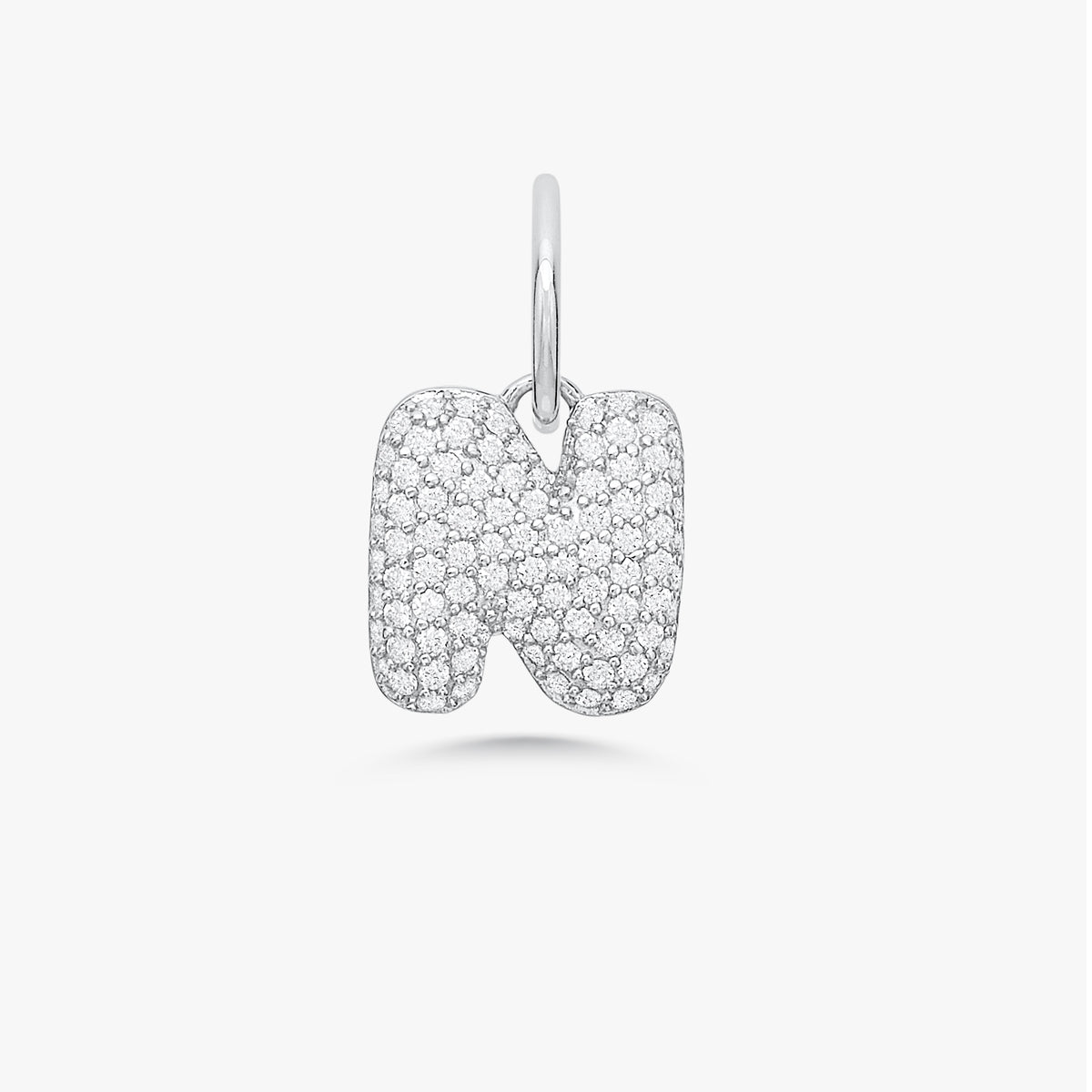 Puffy Bubble Initial Pave Diamond Charm