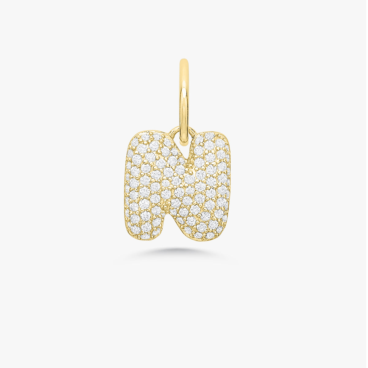 Puffy Bubble Initial Pave Diamond Charm