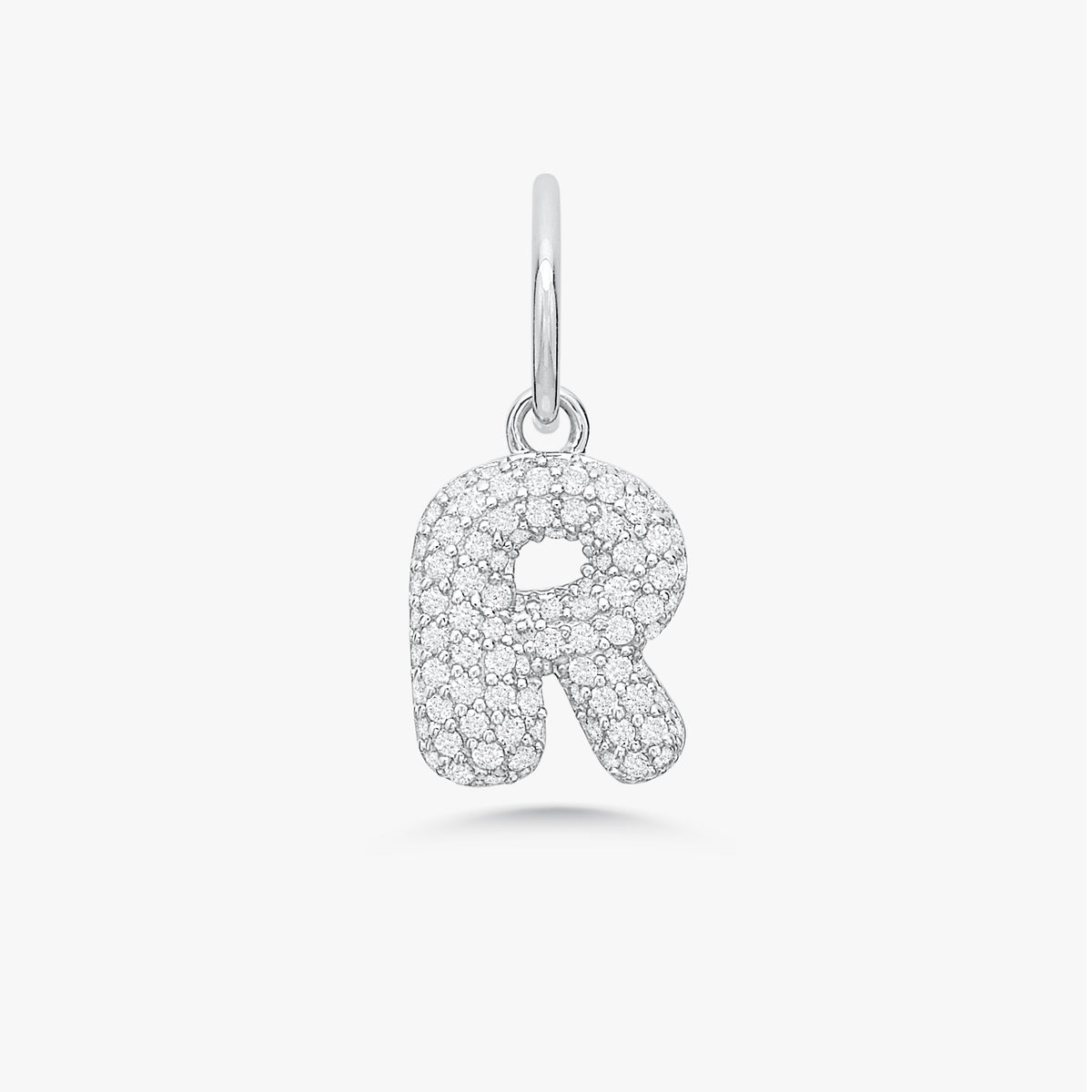 Puffy Bubble Initial Pave Diamond Charm