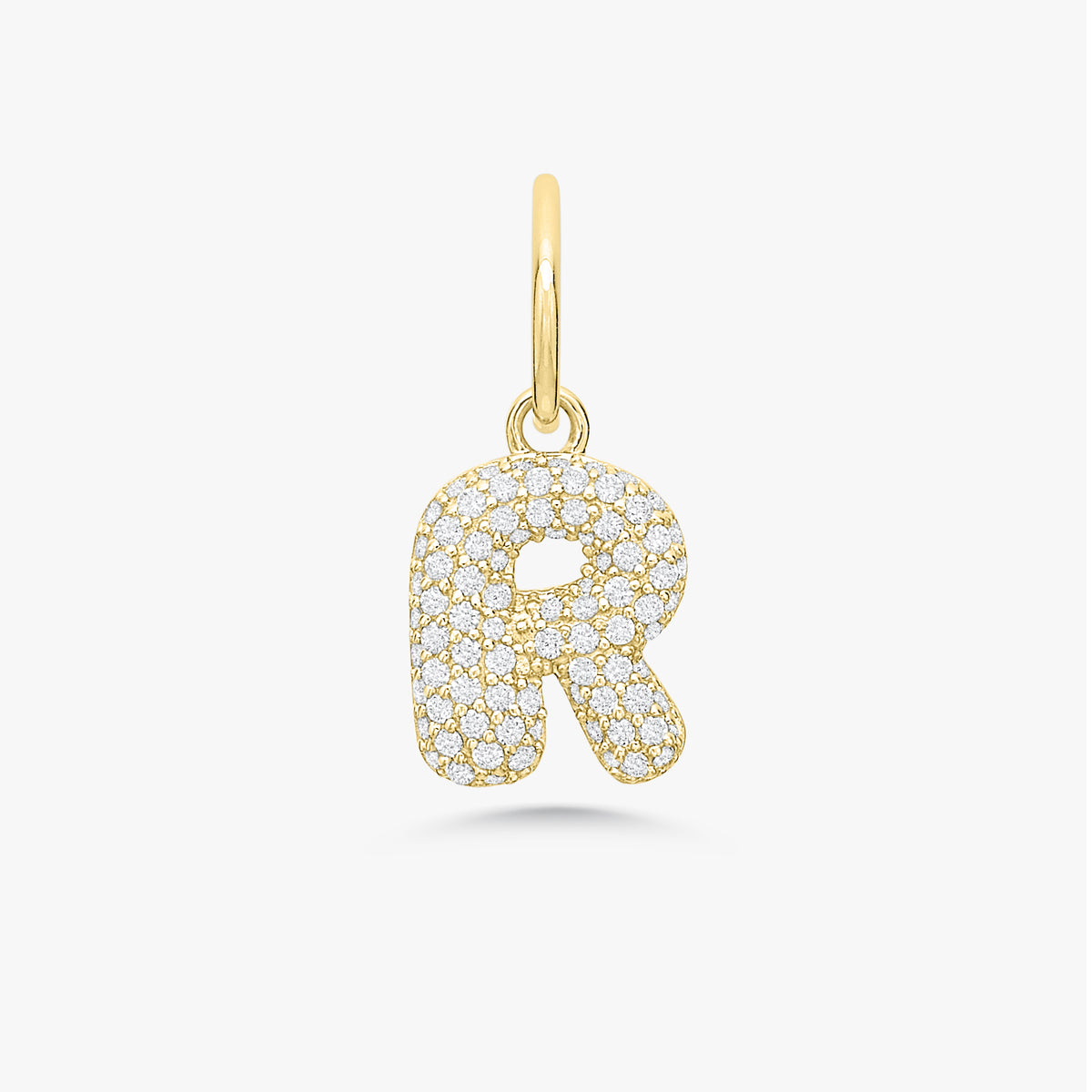 Puffy Bubble Initial Pave Diamond Charm