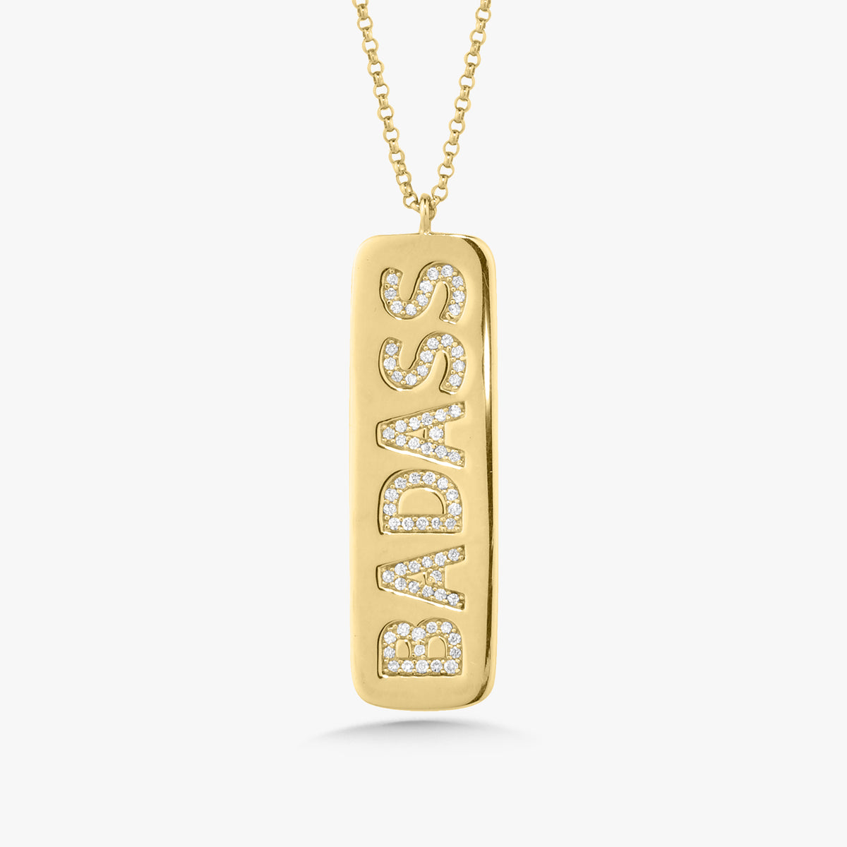 "BADASS" Diamond Dog Tag Necklace