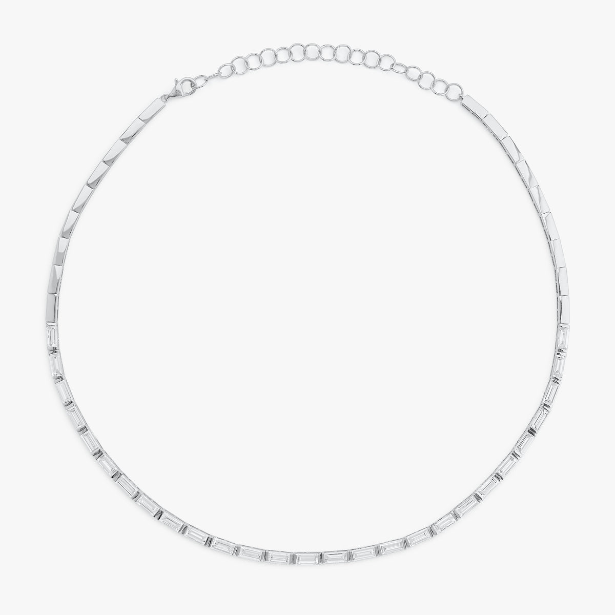 East to West Baguette Diamond Adjustable Choker Necklace 7.37 ctw