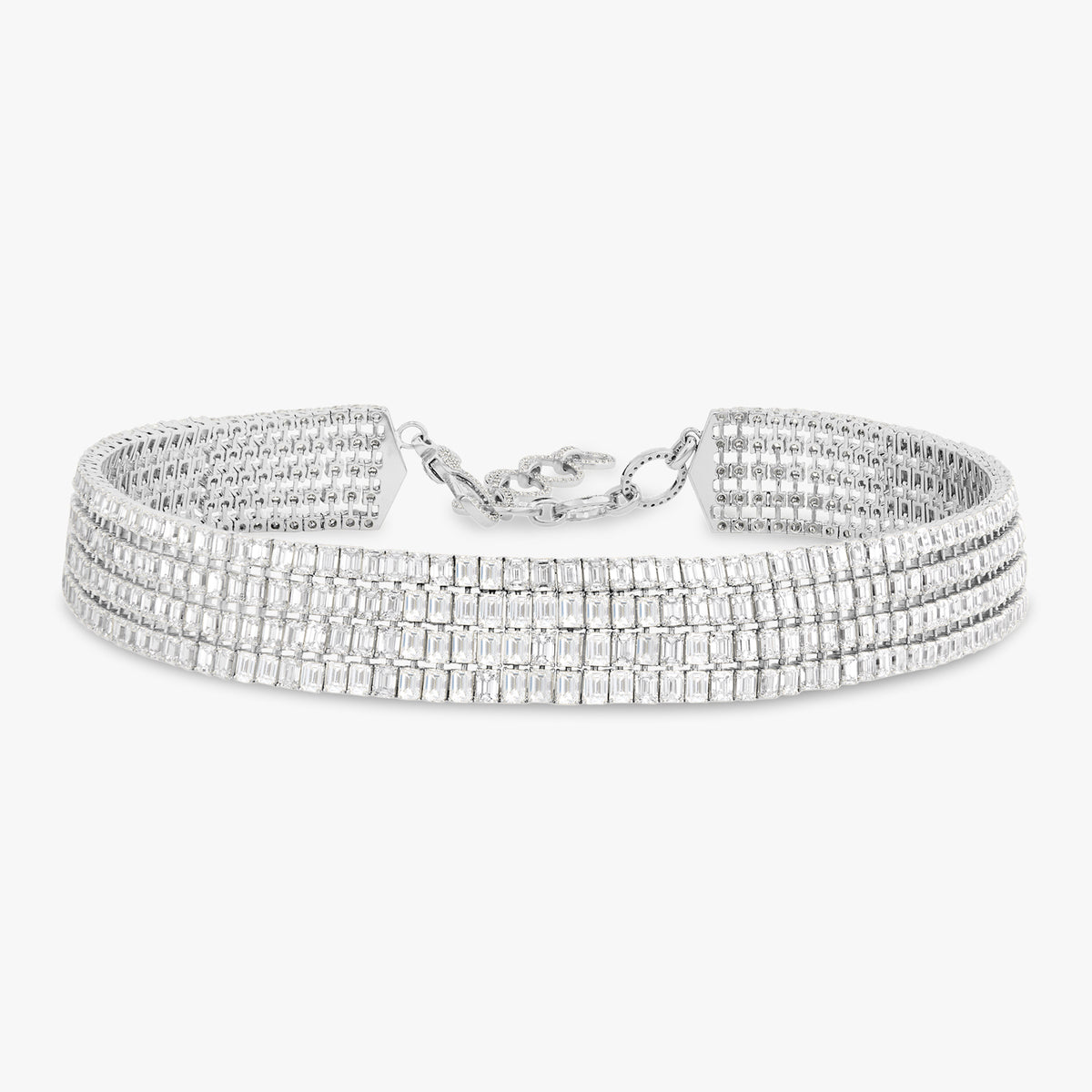 McGraw Five Row Emerald Cut Diamond Choker Necklace 76.07 ctw