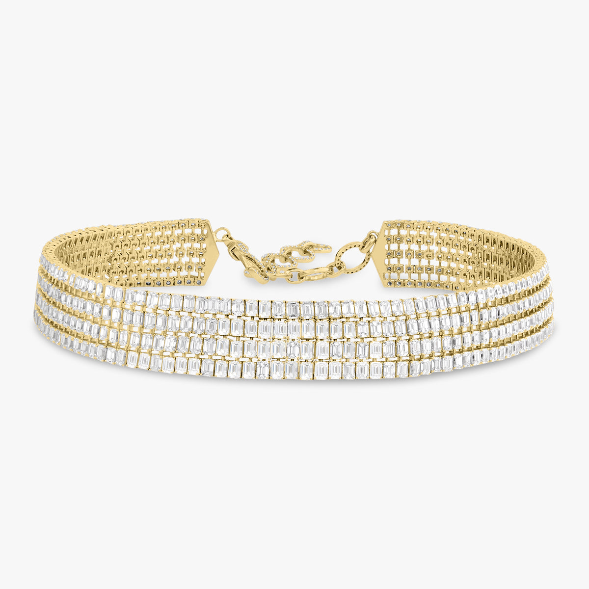 McGraw Five Row Emerald Cut Diamond Choker Necklace 76.07 ctw