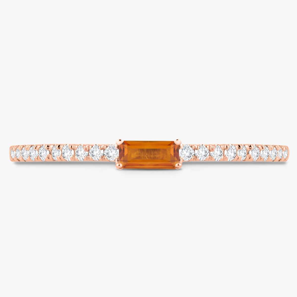 Baguette Birthstone and Diamond Stacking Band Ring