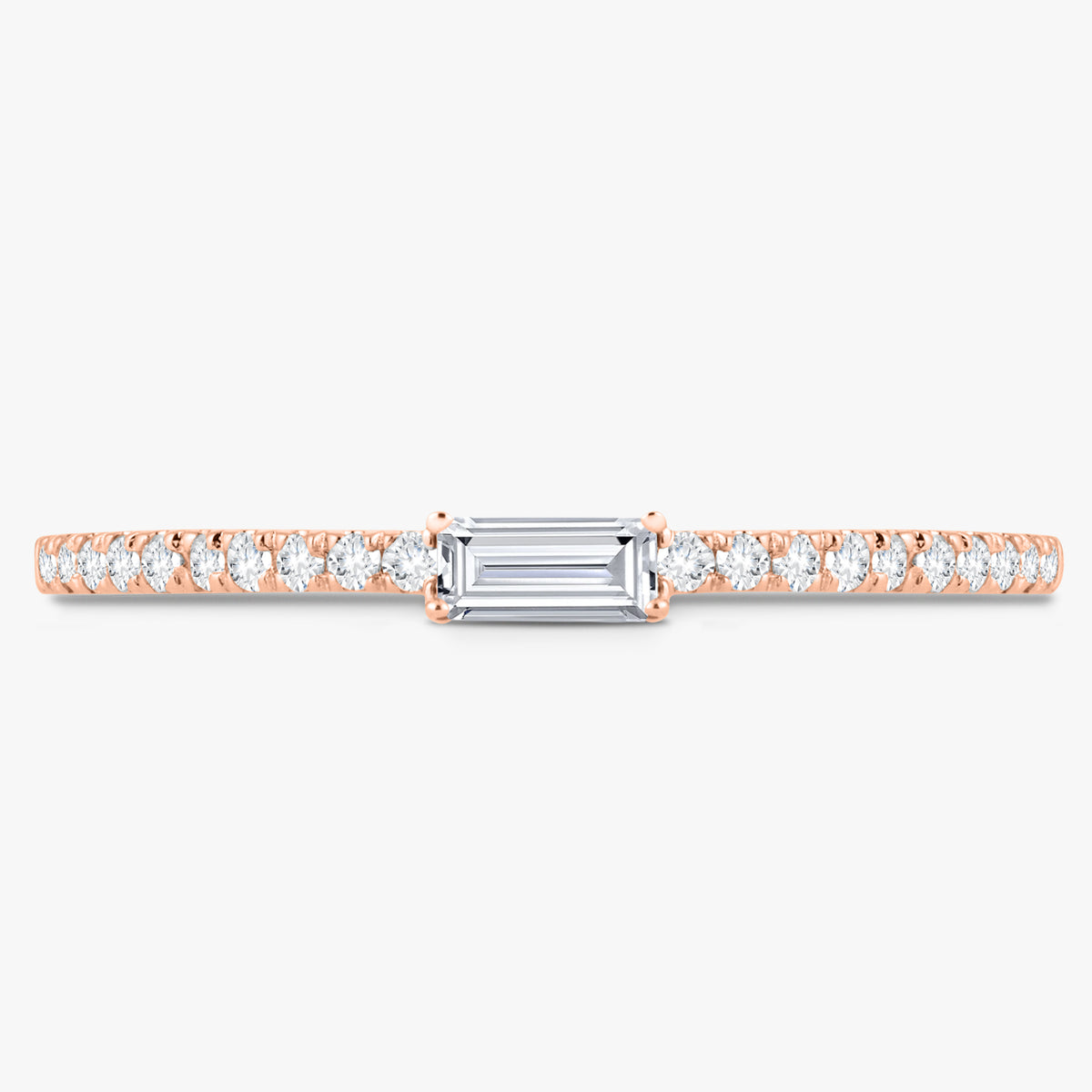 Baguette Birthstone and Diamond Stacking Band Ring