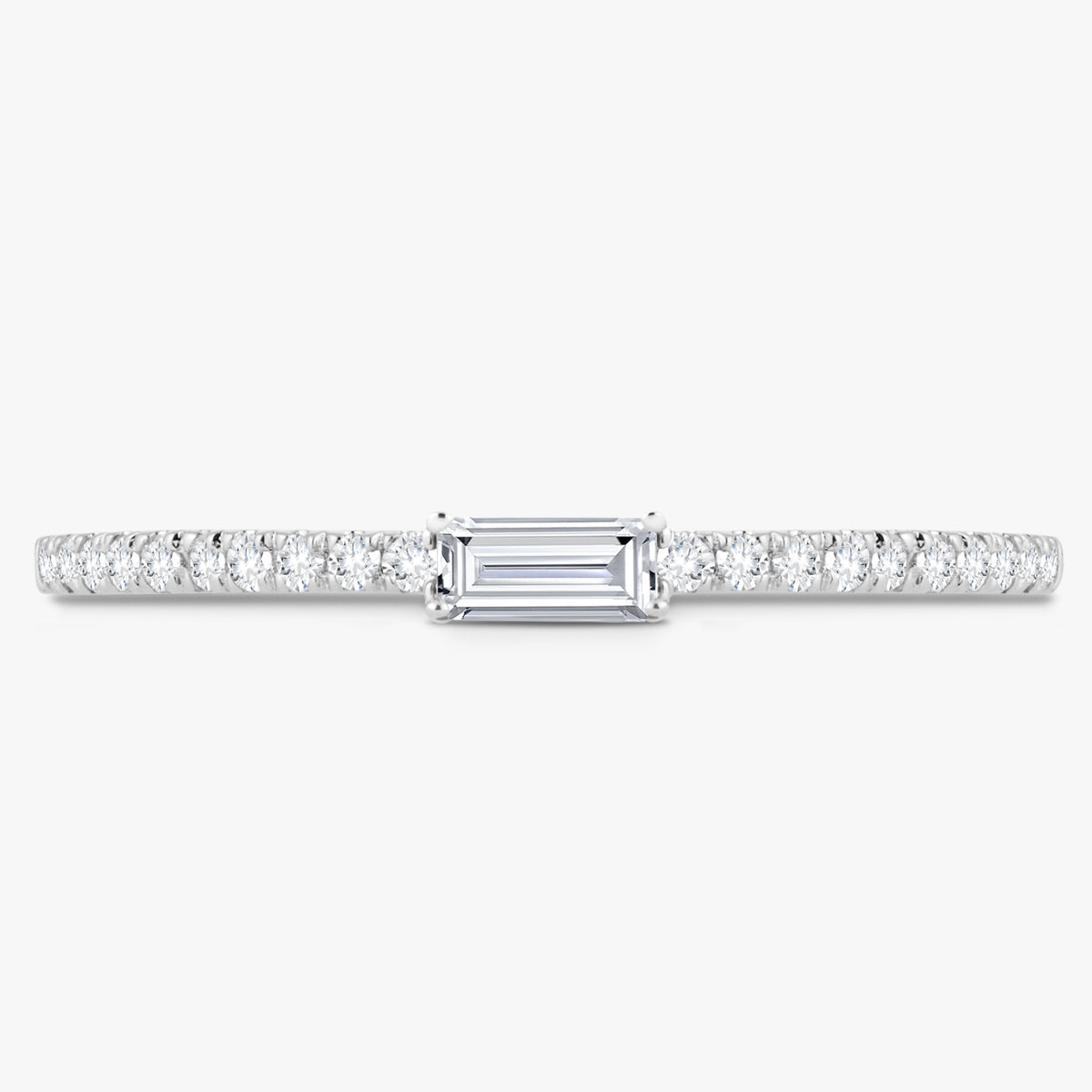 Baguette Birthstone and Diamond Stacking Band Ring