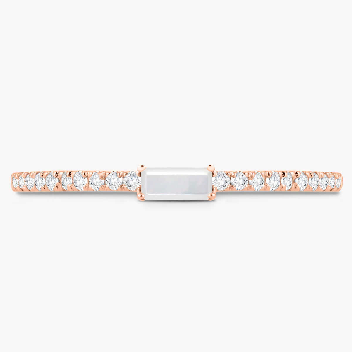 Baguette Birthstone and Diamond Stacking Band Ring