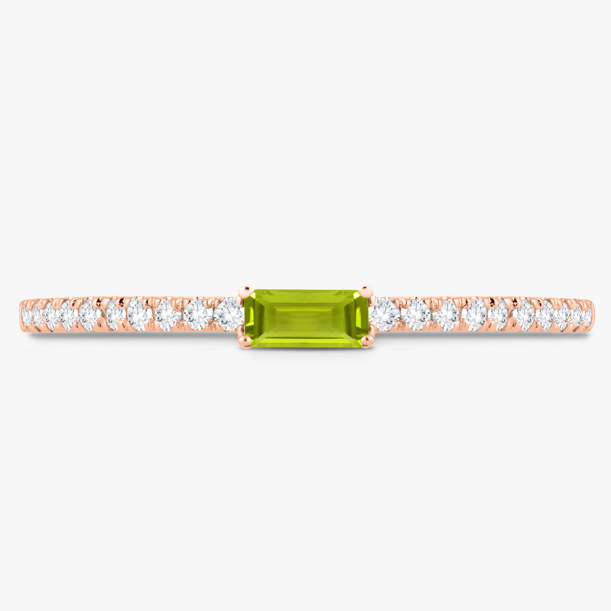 Baguette Birthstone and Diamond Stacking Band Ring