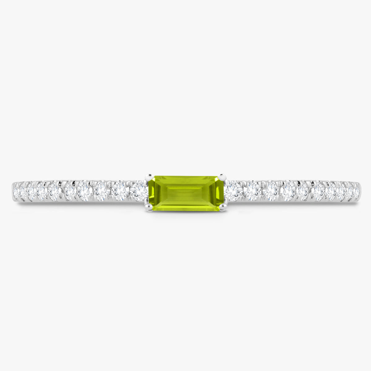 Baguette Birthstone and Diamond Stacking Band Ring