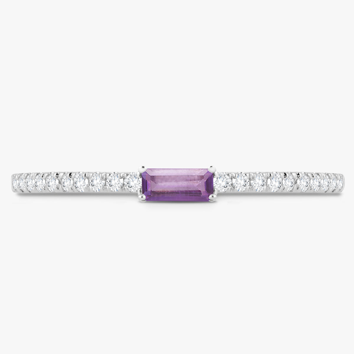 Baguette Birthstone and Diamond Stacking Band Ring