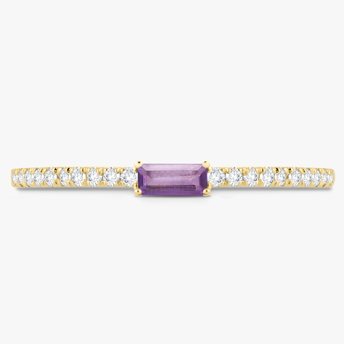 Baguette Birthstone and Diamond Stacking Band Ring