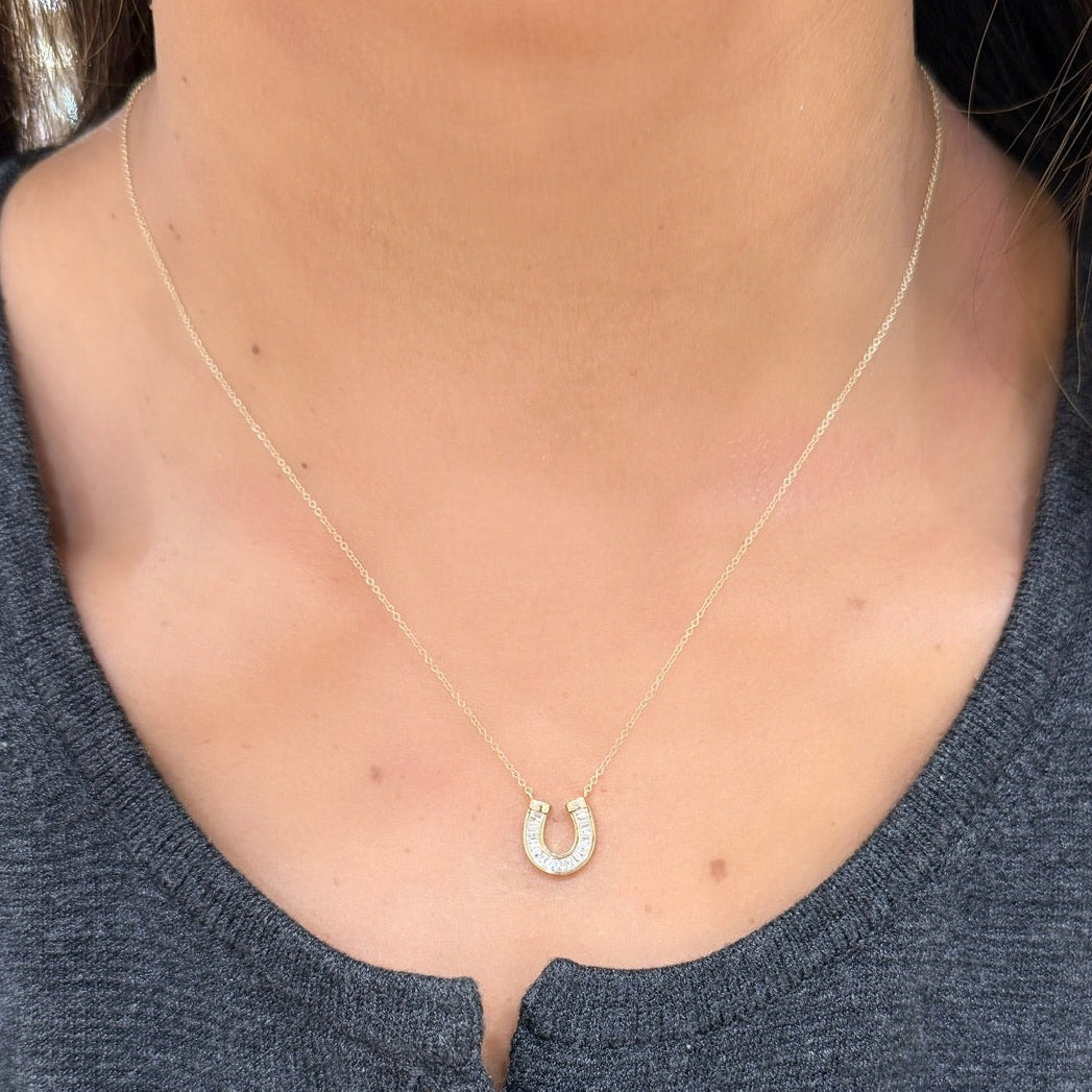 Baguette Diamond Horseshoe Necklace