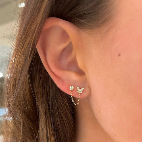 Baltimore Butterfly Double Piercing Diamond Stud Earrings