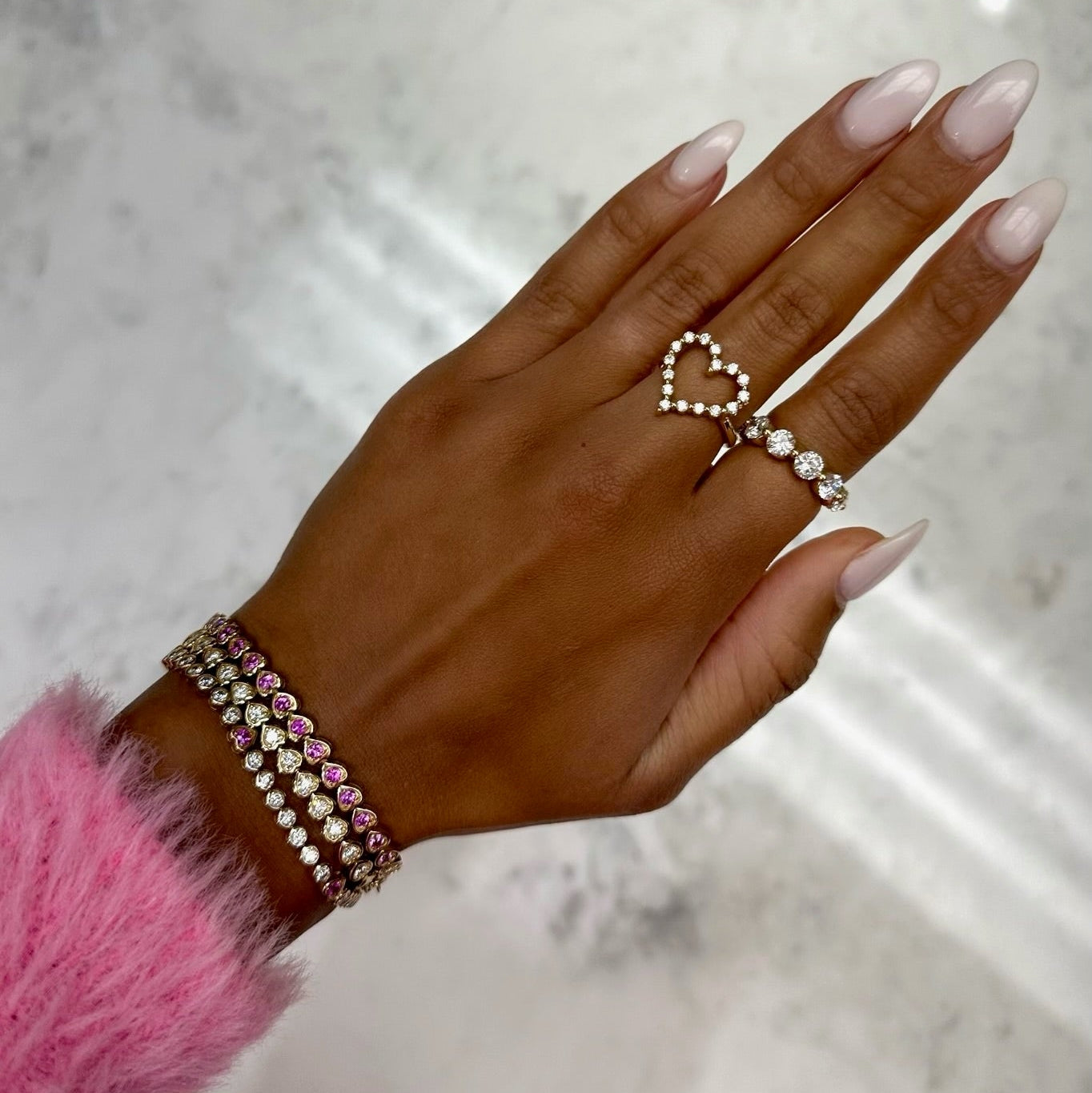 ロイヤルオーダー ローズ ウィズ ラビングハート ブレスレット Paxton Pink Sapphire Heart Adjustable Tennis Bracelet 2.83 ctw – RWFJ