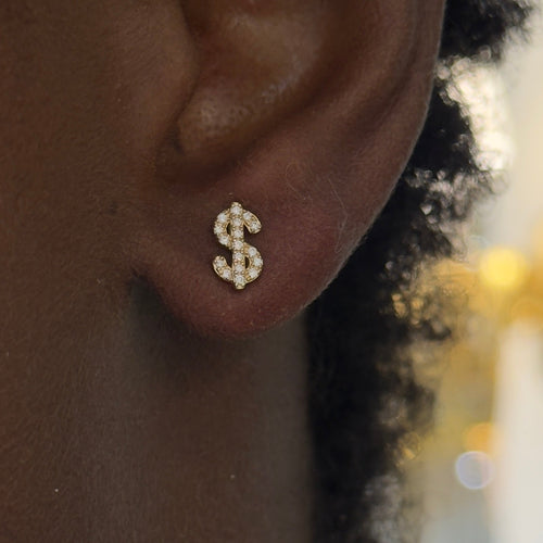 Benjamin dollar sign earrings 
