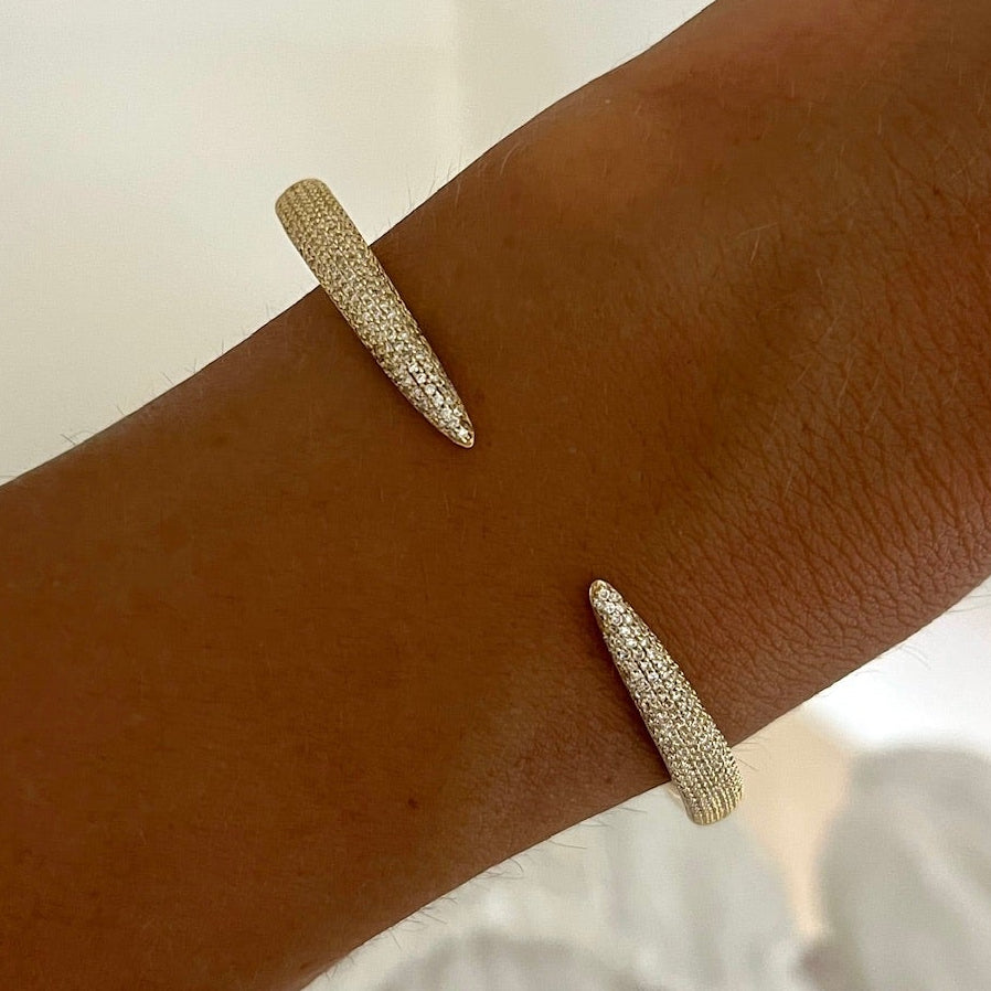 Bennett Pave Claw Diamond Cuff Bangle Bracelet 1.18 ctw