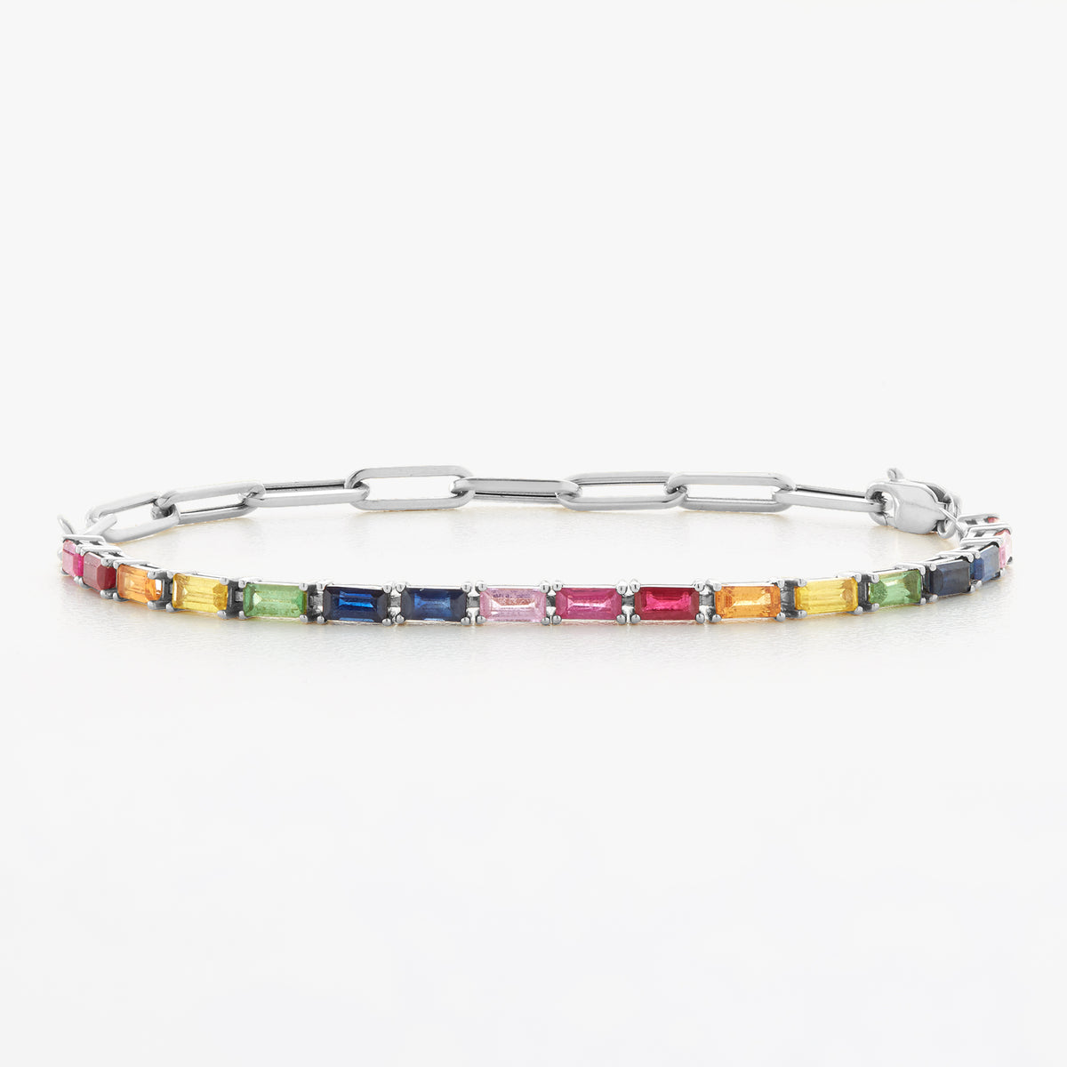 Best of Both Rainbow Baguette & Paperclip Bracelet