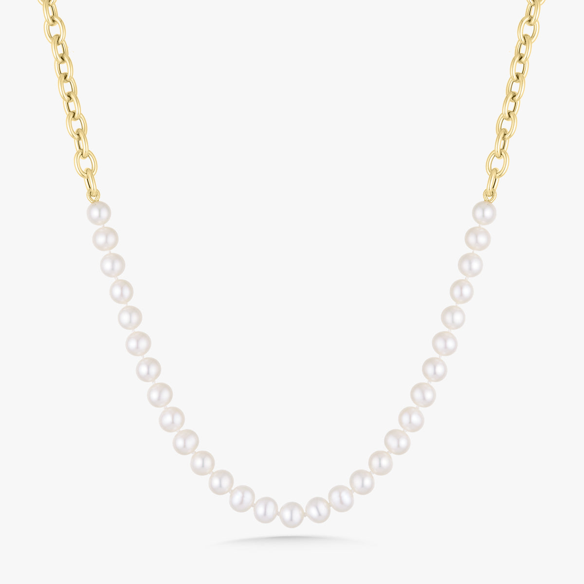 Betty Gold Link and Cultured Pearl Necklace