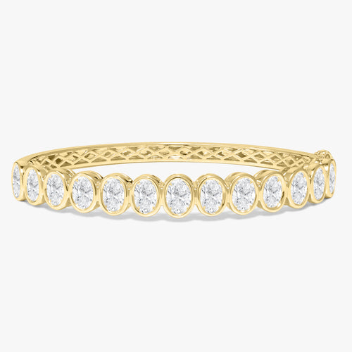 Oval Bezel Diamond Bangle Bracelet 5.35 ctw