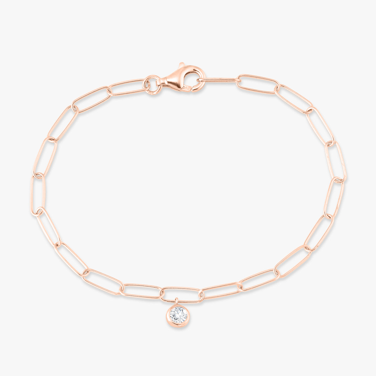 Bezel Charm Paperclip Bracelet