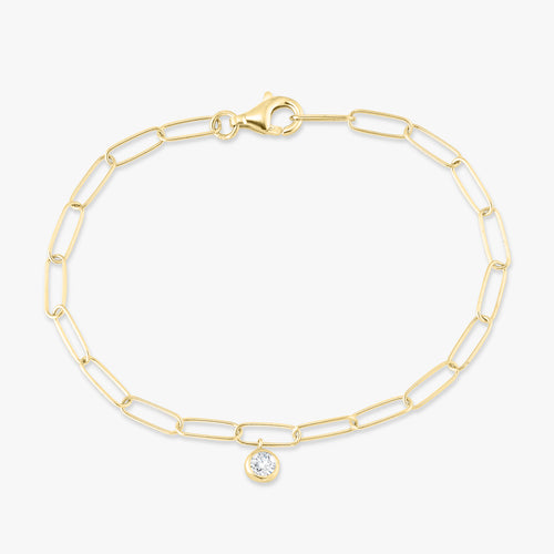 Bezel Charm Paperclip Bracelet