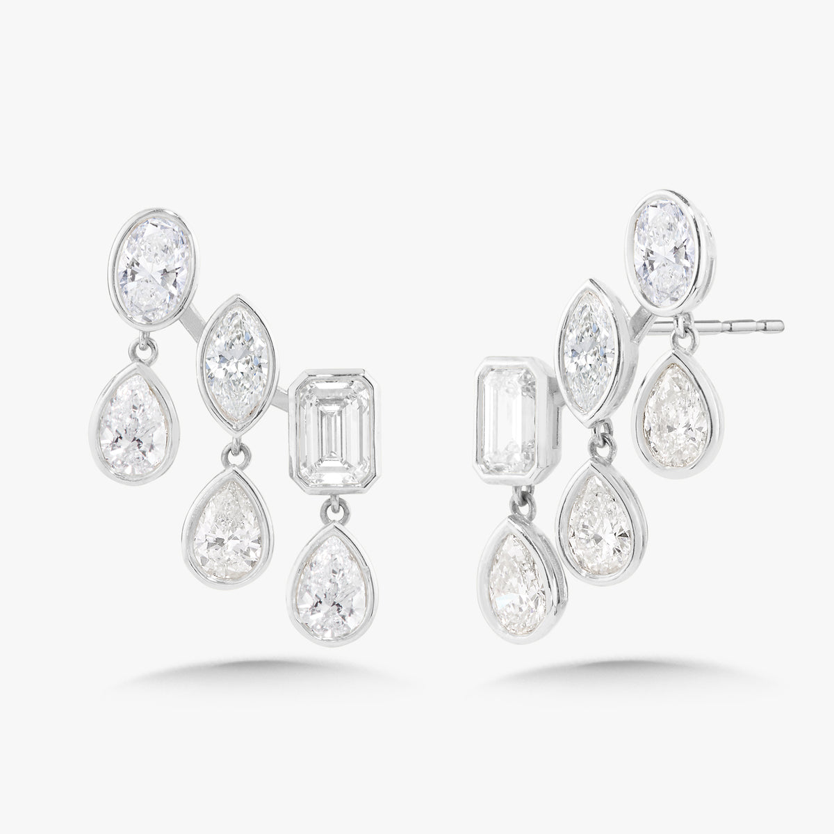 Bezel Set McKinsey Multi Mixed Shape Ear Climbers 5.05 ctw