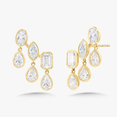 Bezel Set McKinsey Multi Mixed Shape Ear Climbers 5.05 ctw