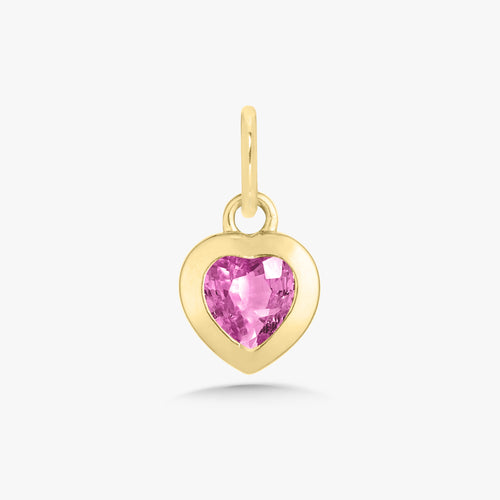 Kait Mini Pink Sapphire Bezeled Heart Charm
