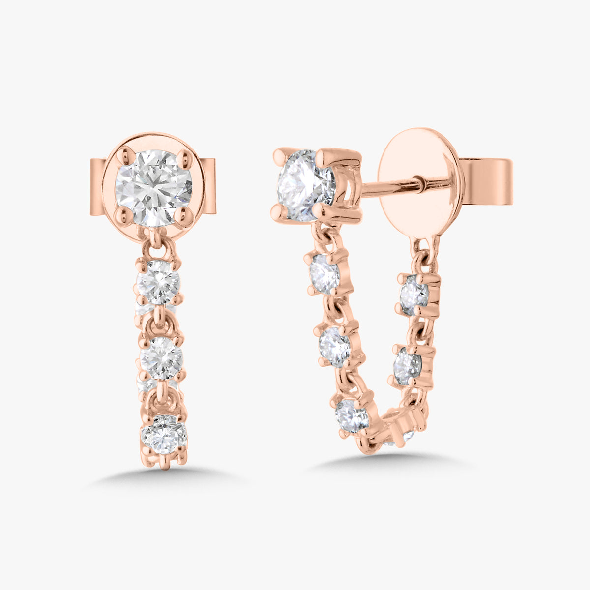 Soho Chain Diamond Stud Earrings 1 ctw