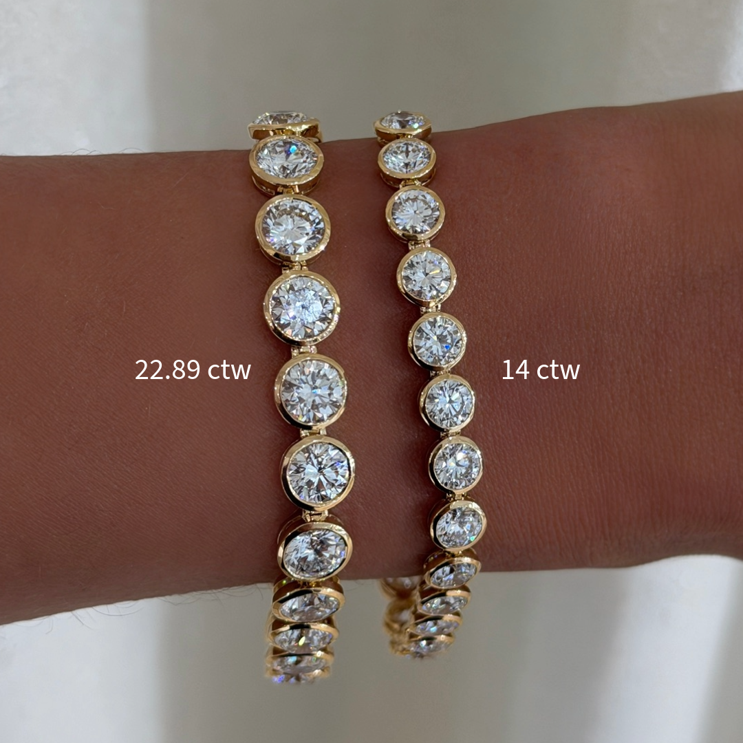 Bixi Bezel Diamond Tennis Bracelet 14 ctw & 22.89 ctw
