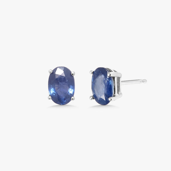 Australian Blue Sapphire Trio Bezel Cluster Stud 18kY Gold Earrings