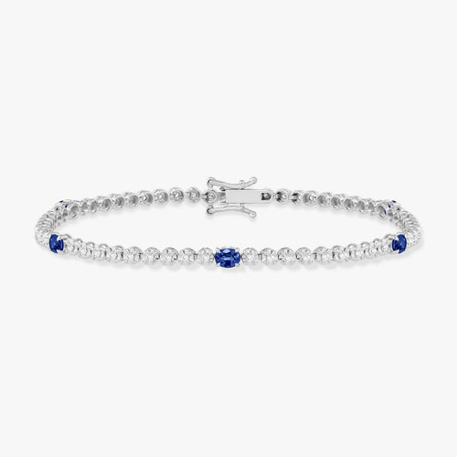 Blue Sapphire & Diamond Tennis Bracelet