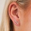 Brixton Three Baguette Diamond Bent Bar Stud Earrings
